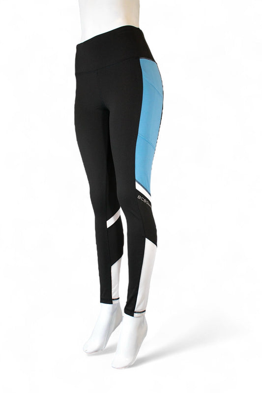 BCBG COLOR BLOCK LEGGINGS, BLACK BLUE