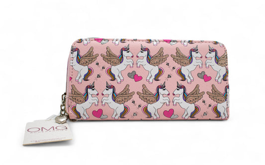OMG Accessories Winged Unicorn Wallet, Pink