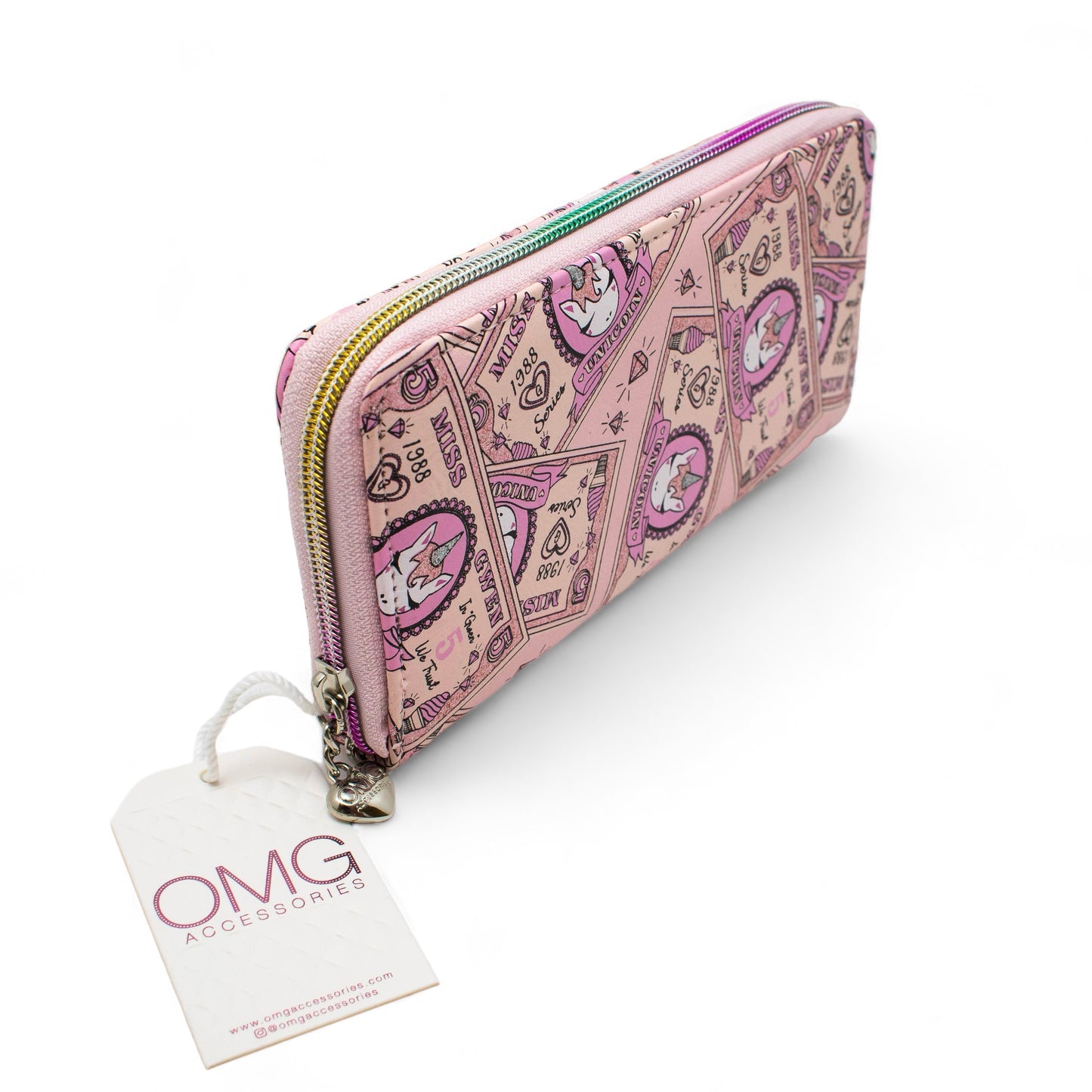 OMG Accessories Money Print Wallet, Pink